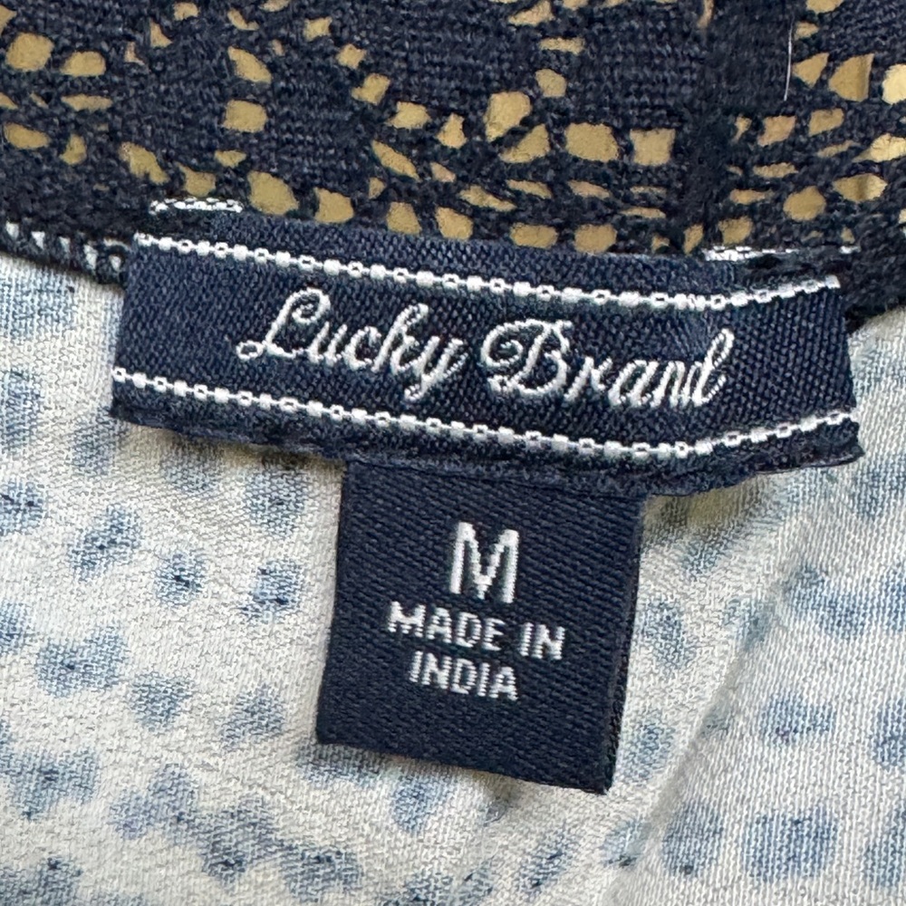 Navy Blue & White Pattern baby doll style tank top - Picture 6 of 7